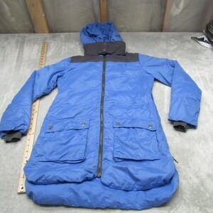 Kari Traa Down Jacket Womens Small Blue Hooded Quilted Insulated Puffer Parka